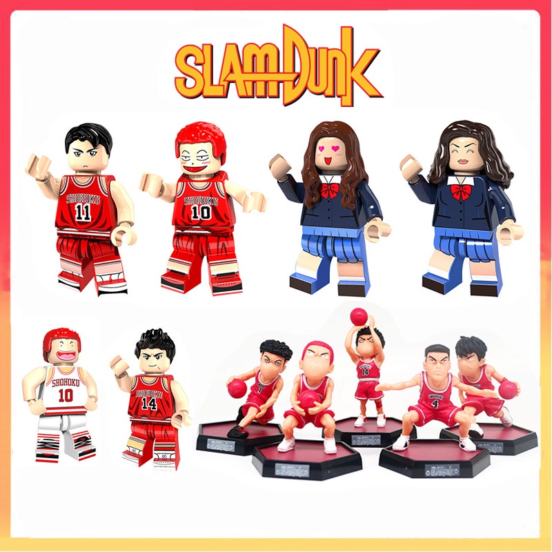 5pcs Slam Dunk Anime Figure Mainan Blok Bangunan Ornamen Karakter Kartun Hadiah Hari Valentine