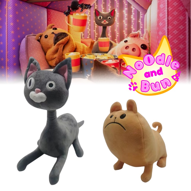 And Soft Fuzzy Noodle and Bun Stuffed Animals- Mainan Mewah Kucing Dan Anjing Anak 7-14 Untuk
