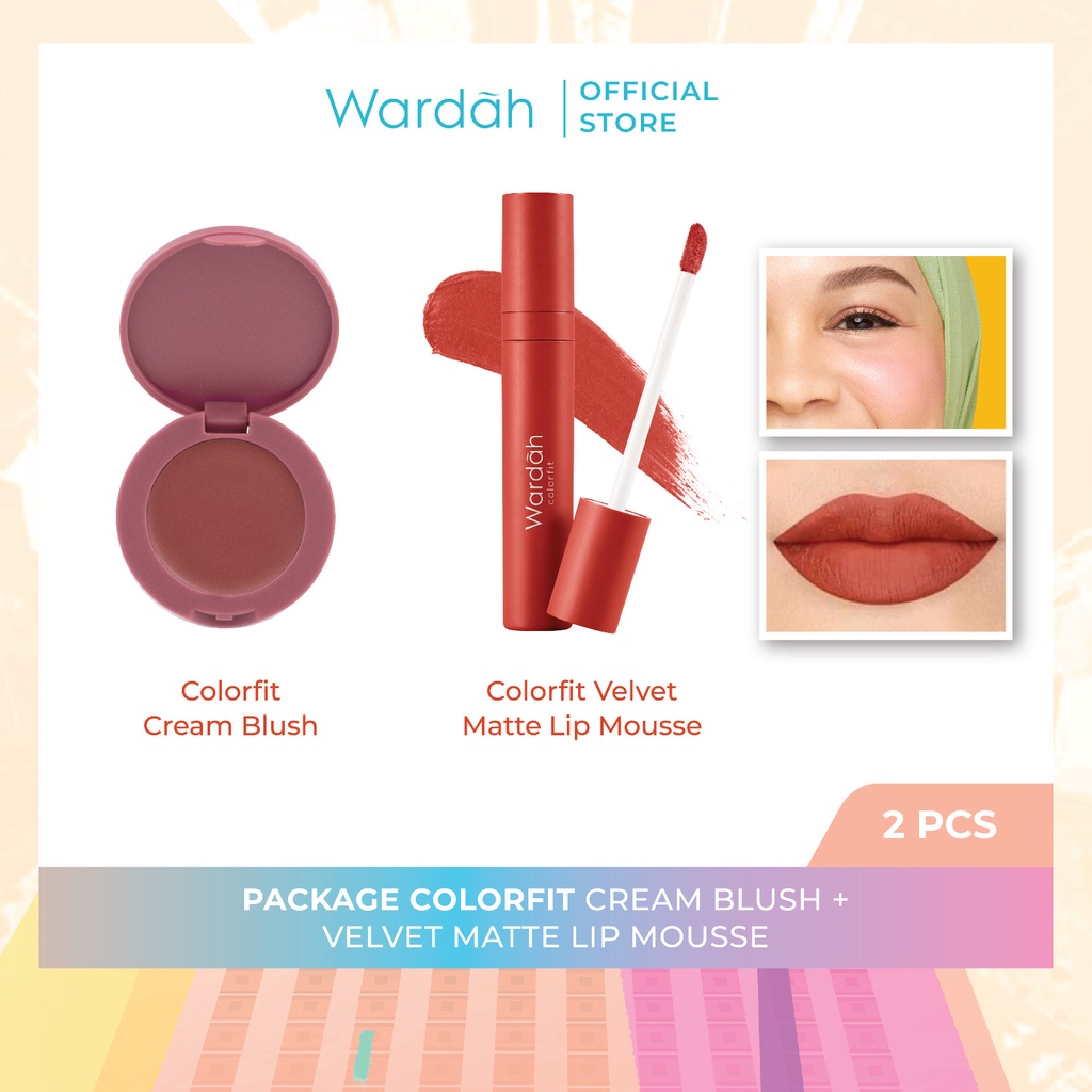 Paket Wardah Colorfit Cream Blush + Velvet Matte Lip Mousse - Paket Make Up Fresh dengan Hasil Akhir