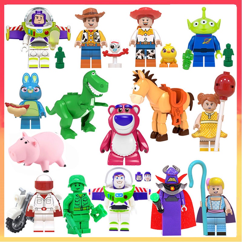 8pcstoy Story Series Set Buzz Blok Bangunan Batu Bata Mainan Babi Pink Buzz Lightyear Woody Education DIY Hadiah