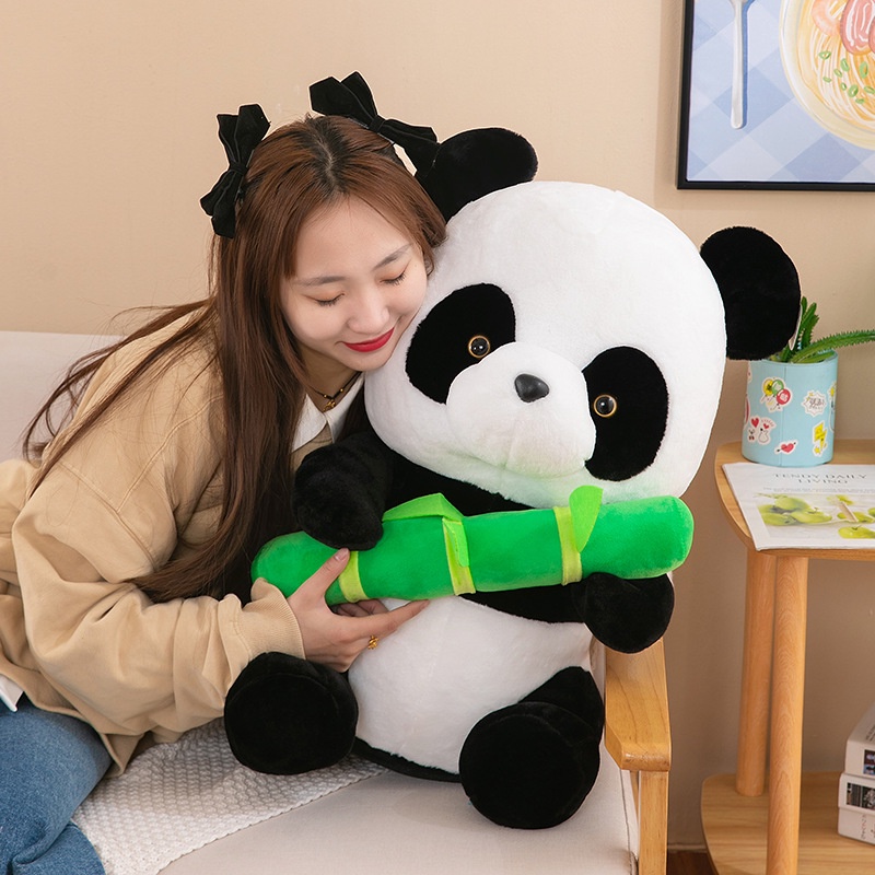 Plushie Panda Berkualitas Tinggi, Realistis Dan Menggemaskan, Rambut Panjang Bahan Mewah