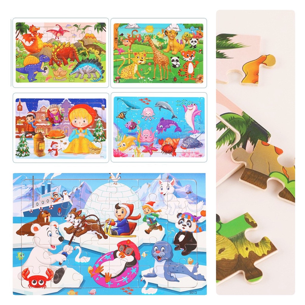 Set Puzzle 3d Lucu Dan Edukasi Isi 30buah Untuk Merakit Kartun Dinosaurus Dan Hewan