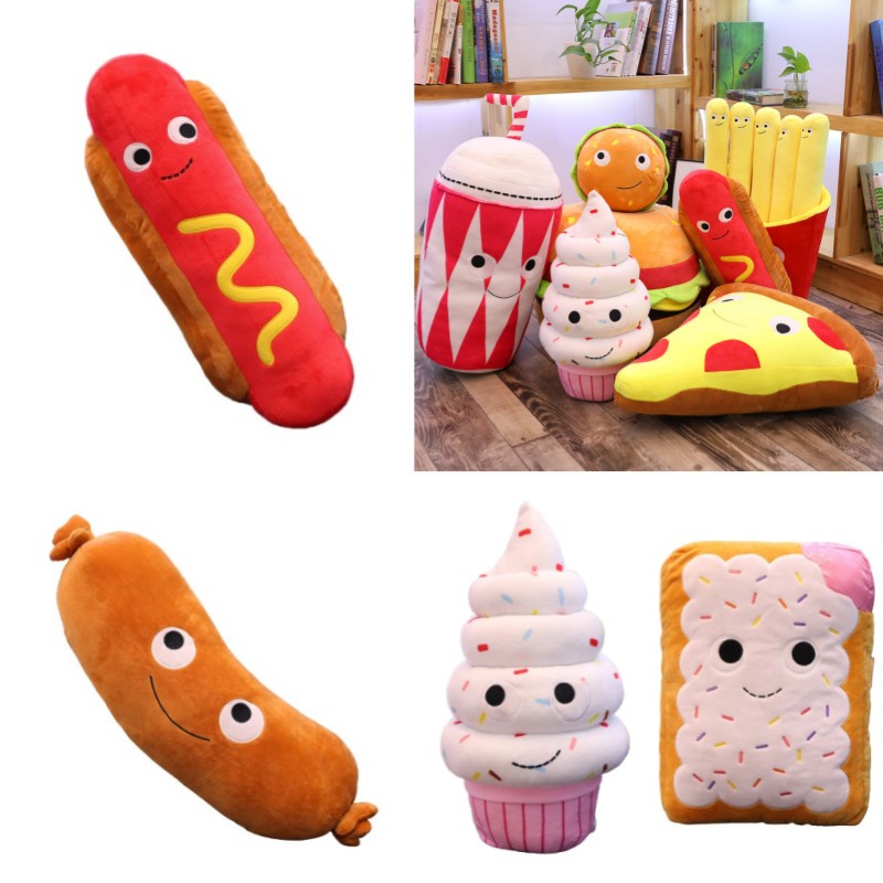 Faux Food Plushies Hamburger Fries Dan Ice Cream Cocok Untuk Playtime