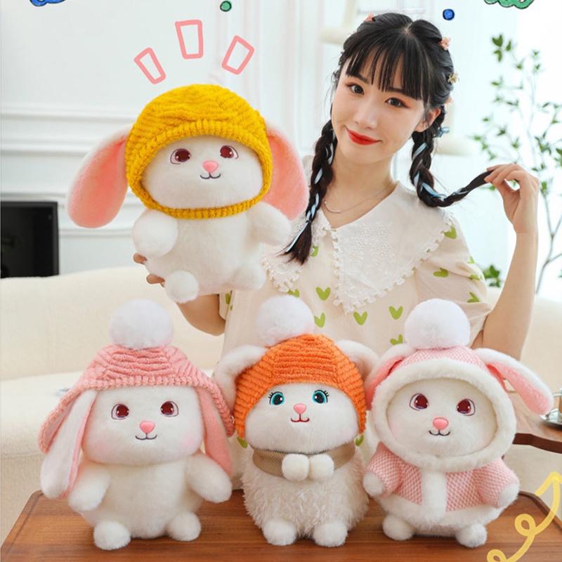 Adorable Rabbit Stuffed Animal Dengan Pilihan Topi Warna-Warni Untuk Anak Perempuan Ide Hadiah Sempurna