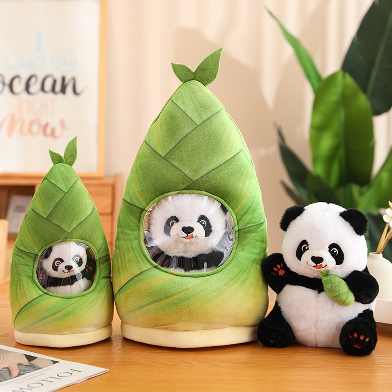 Plush Panda Lembut Dan Cuddly Dengan Dua Mainan Menggemaskan Pucuk Bambu Dan Panda