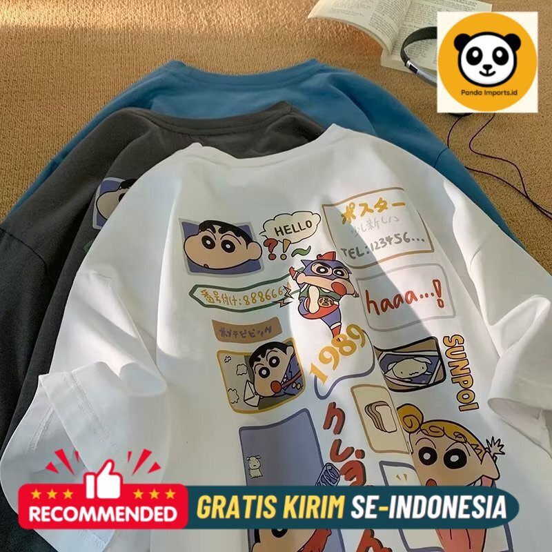 Baju Kaos Wanita Premium T-shirt trendy pria dengan lengan pendek Anime dengan crayon dan T-shirt se