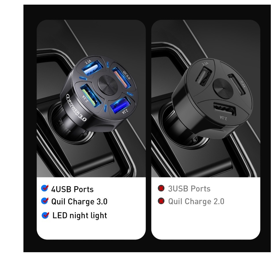 35w Pengisian Cepat 4port USB QC3.0 Multi Port USB Charger Mobil Aman Fast Charging 7A-4USB QC3.0 Charger Mobil Fast Car Charger Power 3.0 Quick Charge