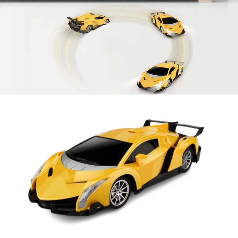 Mainan Balap Remote Control Olahraga Kecepatan Tinggi Model Mobil Anak Drift Mainan Hadiah Kuning