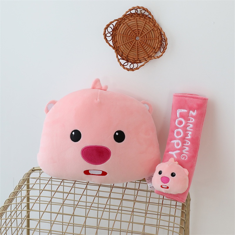 38 Cm/28 cm Kartun Pororo Beaver Loopy Mewah Mobil Headrest Bantal Kursi Sabuk Penutup Bahu
