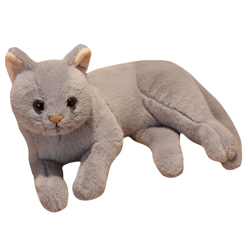 32 cm Simulasi Boneka Kucing Mewah Boneka Lembut Hewan Warna Murni Mainan Hadiah Hewan Peliharaan Dekorasi Rumah