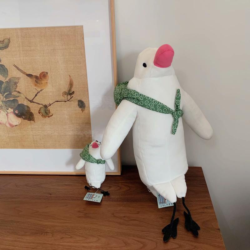Java Sparrow Putih Boneka Boneka Burung Ransel Mainan Mewah Hadiah Liontin Ulang Tahun