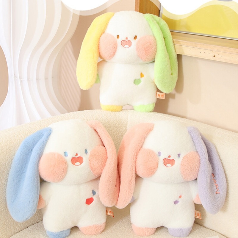 Lovely Rabbit Stuffed Animal Dengan Wajah Dan Telinga Kartun Lucu