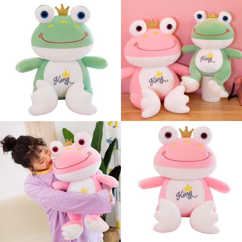 Mainan Boneka Kodok Hewan Dengan Mahkota Lembut Peluk Bantal Dekorasi Plushie Hadiah