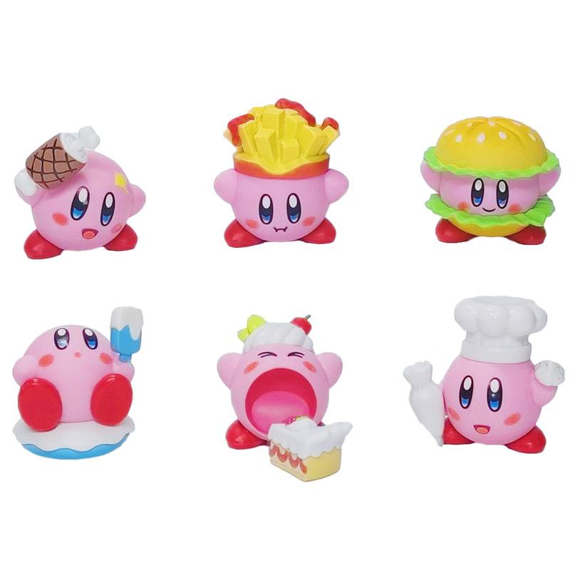 Kirby French Fries Burger Cake Series Pvc Handmade Koleksi Set Isi 6pcs Patung Menggemaskan Untuk Fans