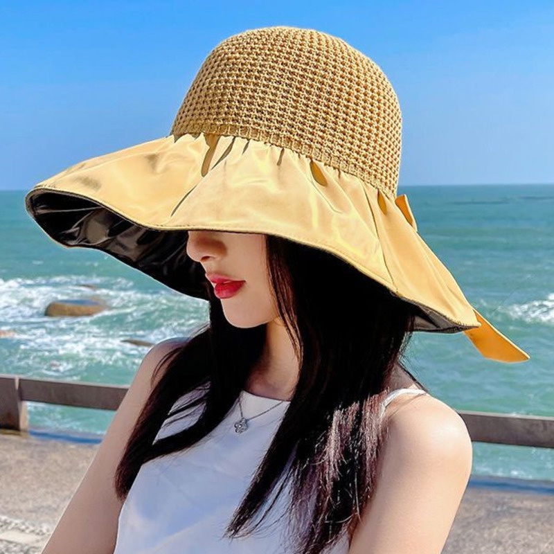 Bow Big Eaves Topi Nelayan Peneduh Versi Korea