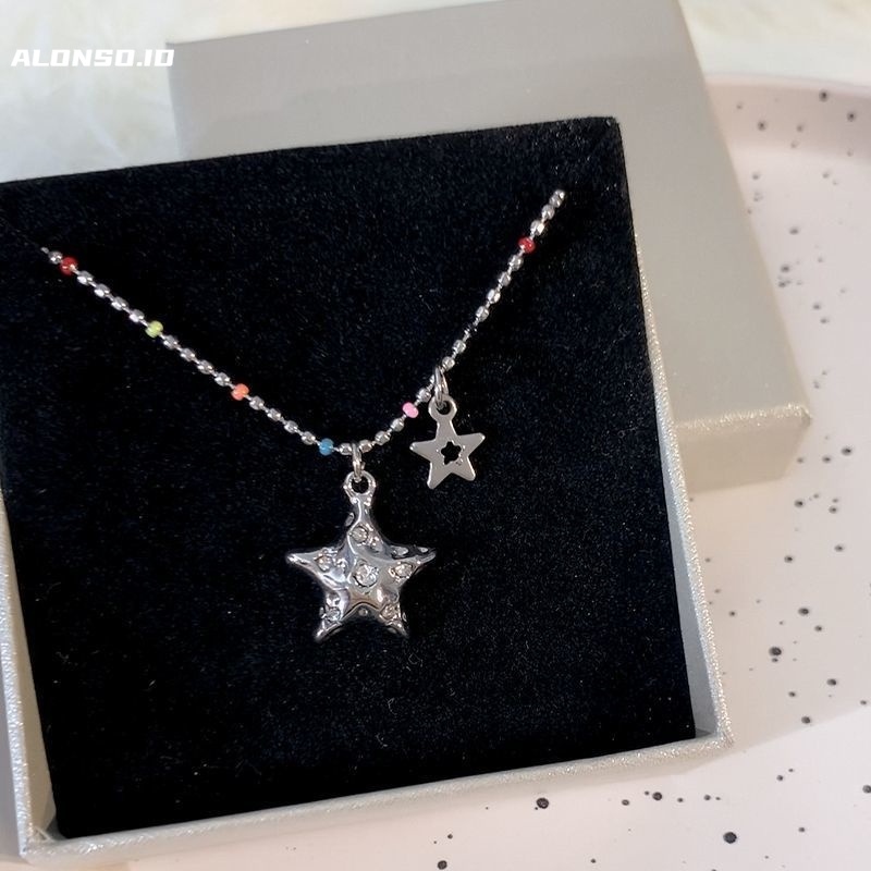 Aksesoris Kalung Pentagram Permen Warna-Warni Kepribadian Sederhana