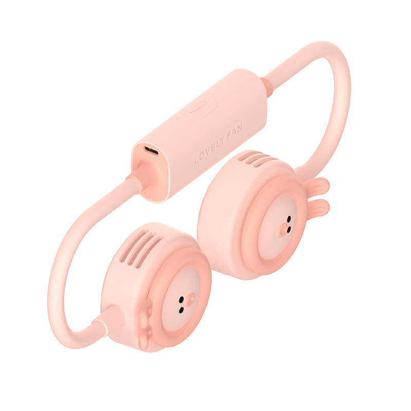 Kreatif Produk Baru Kipas Leher Gantung Tanpa Daun USB Charging Mini Lucu Lipat Malas Hanging Neck Fan Cartoon Rabbit Fan