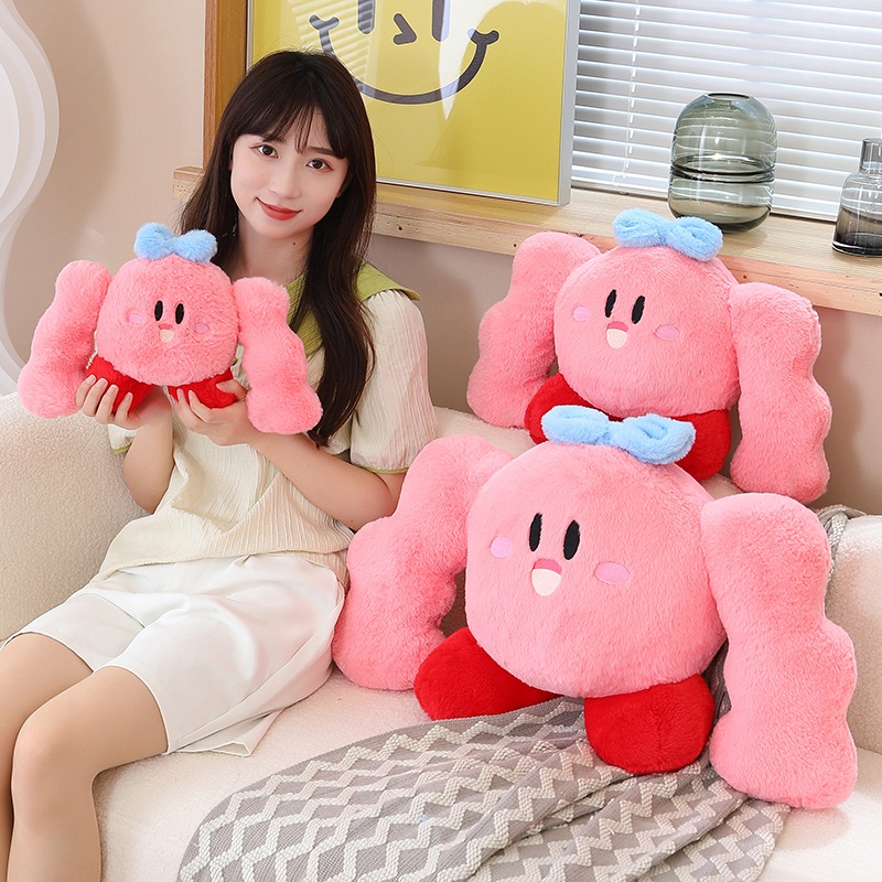 Lembut Cuddly Dan Muscle Kirby Plush Toy PP Cotton Isian Warna Pink