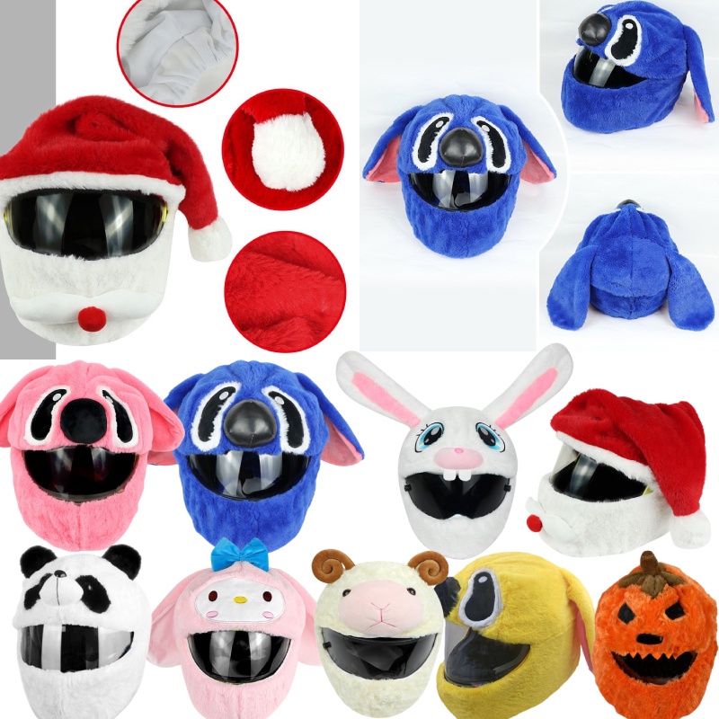 Sarung Helm Moto Halus Dan Lembut Desain Santa Claus Dan Kelinci