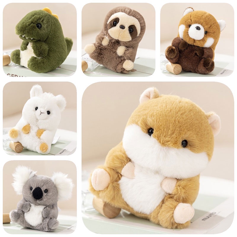 Plushies Bentuk Hewan Panda, Koala, Sloth, Hamster, Alpaka, Dinosaurus, Terbuat Dari Kain Plush Pendek Dan Isi Katun Pp, Bagus Untuk Dekorasi Kamar Anak