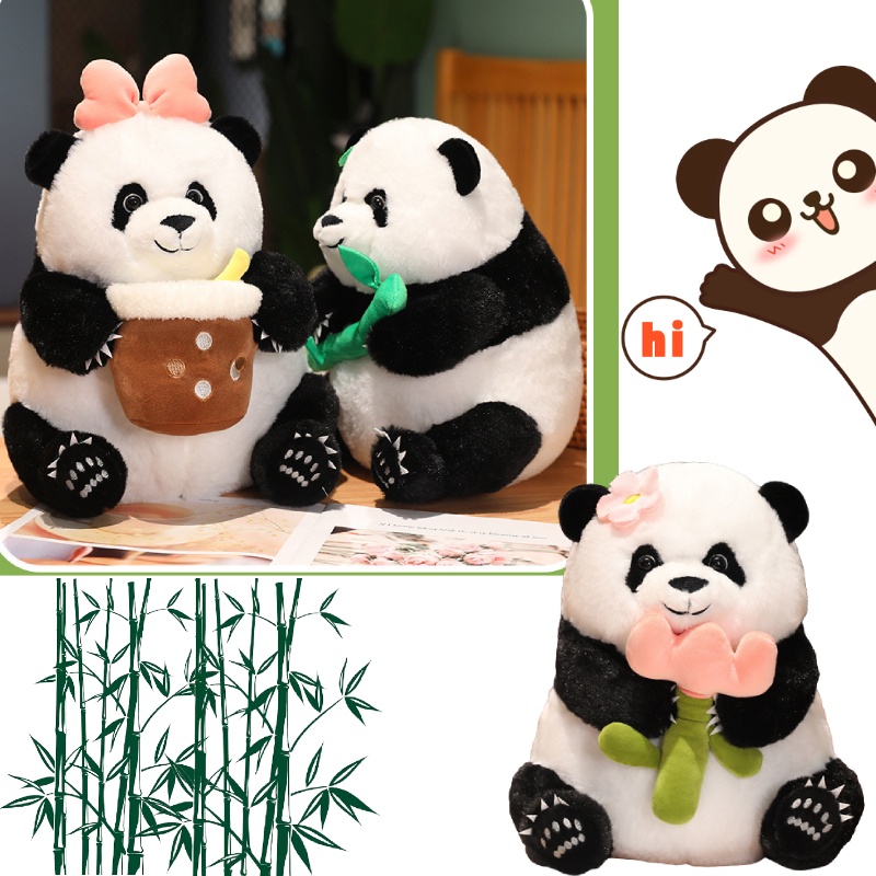 Mainan Lunak Panda Yang Lucu Dan Berbulu Cocok Untuk Gifting Atau Mengumpulkan Tersedia Tiga Ukuran Dan Warna