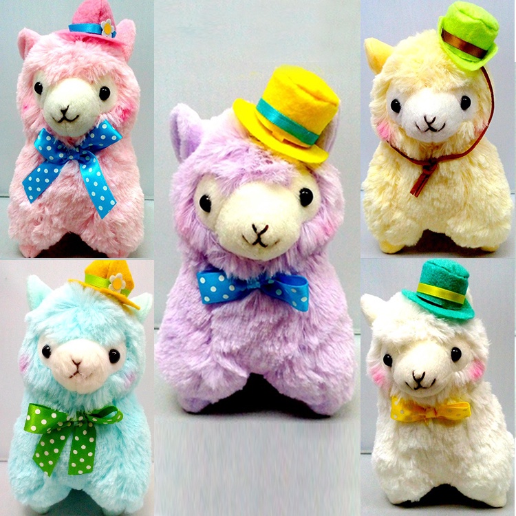 Arpakasso Amuse Alpacasso 6.5&quot; Mainan Mewah Alpaka Menggemaskan Dengan Topi Ungu Pink