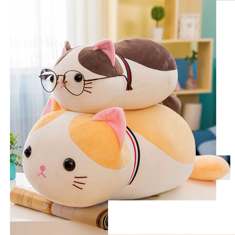 Mainan Empuk Plush 35/50cm Lovely Cat Giant Stuffed Animal Boneka Lembut Bantal Hadiah Anak