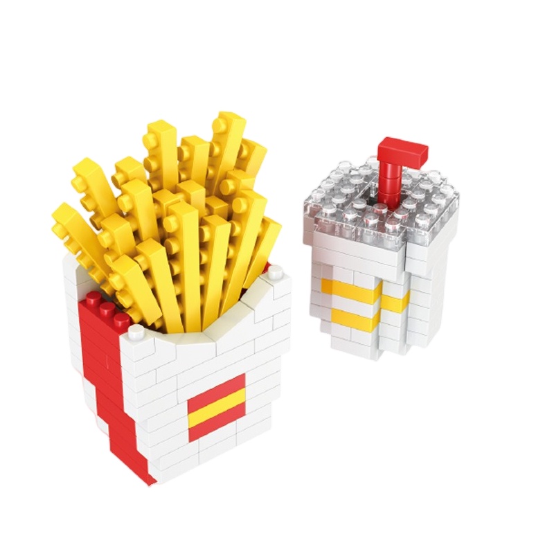 Fries burger Fast Food building block DIY Puzzle Mainan Perakitan Pendidikan