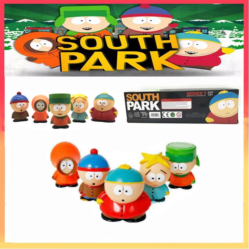 5pcs Action Figure South Park Anime Miniatur Stan Kyle Eric Kenny Leopard 6cm