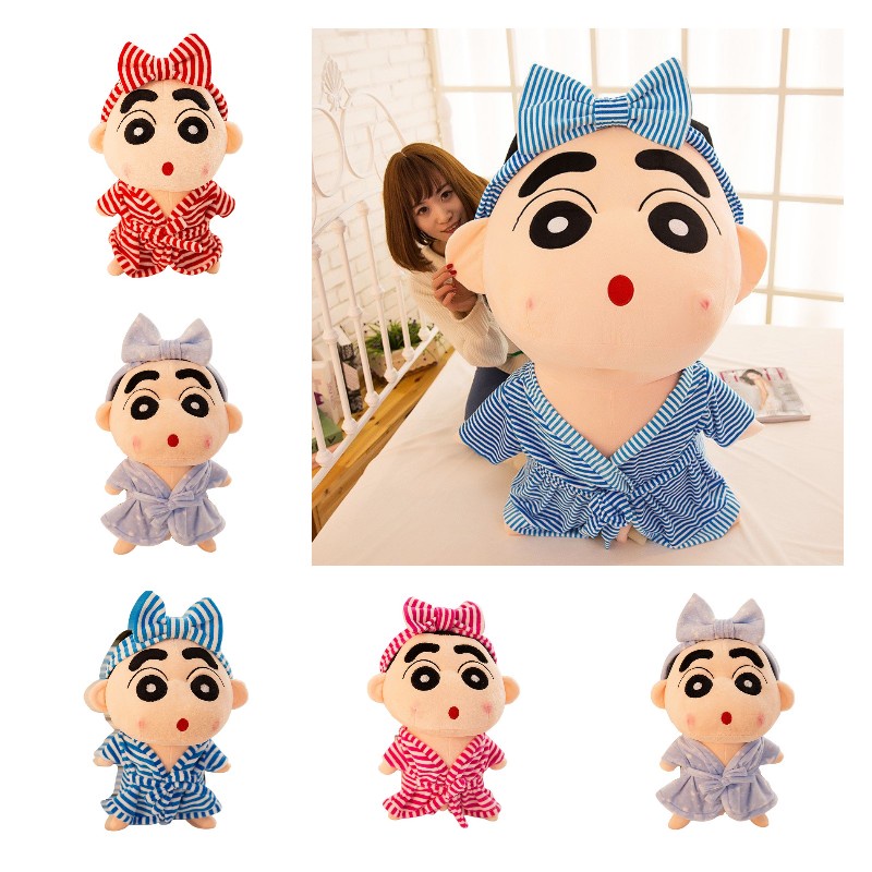 Shin-chan Adorable Crayon Bathrobe Plushie Pillow Toy Dengan Kain Lembut Lucu Dan Desain