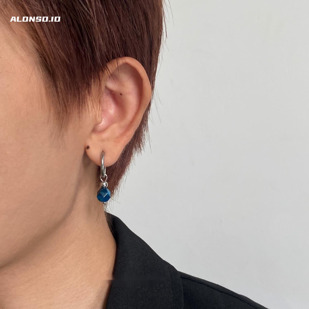 Anting Biru Aksesoris Fashion Kepribadian Sederhana