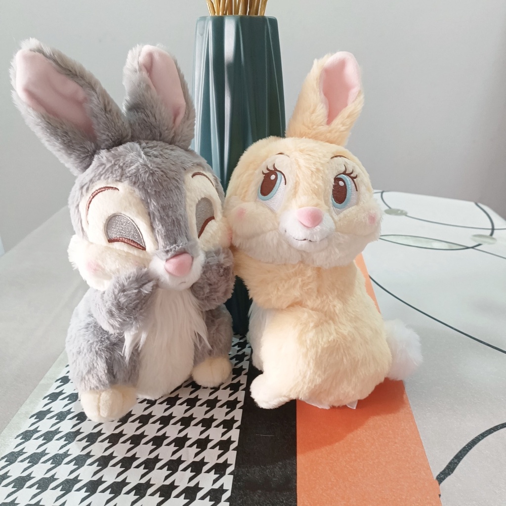 Adorable Grey Samper Rabbit And Yellow Bonnie Rabbit Mainan Mewah