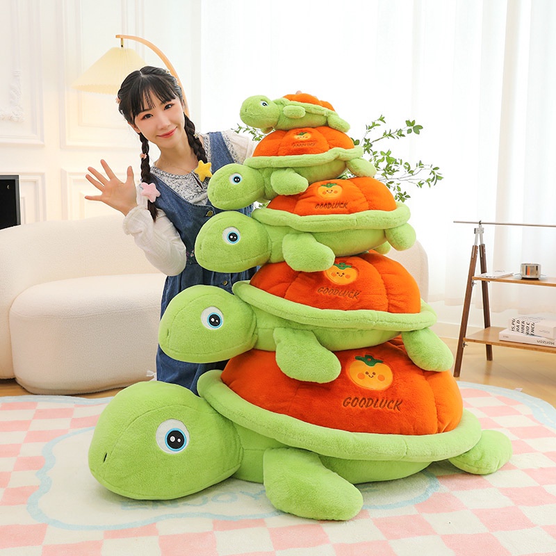 Plush Persimmon Turtle Bergaya Kartun Ideal Untuk Anak-Anak Dan Kolektor Mainan Kura