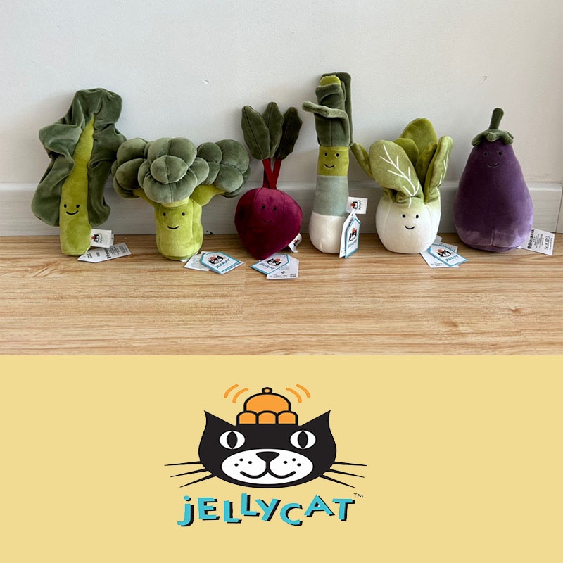 Mainan Sayur Mewah Jellycat Set Terong, Cabe, Bit, Brokoli, Kale, Kucai