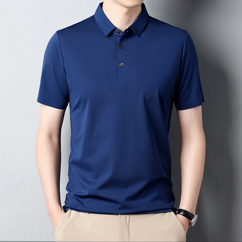Polo Shirt Tubuh tengah dan orang tua baju lengan singkat POLO, oversized ayah musim panas biasa lak