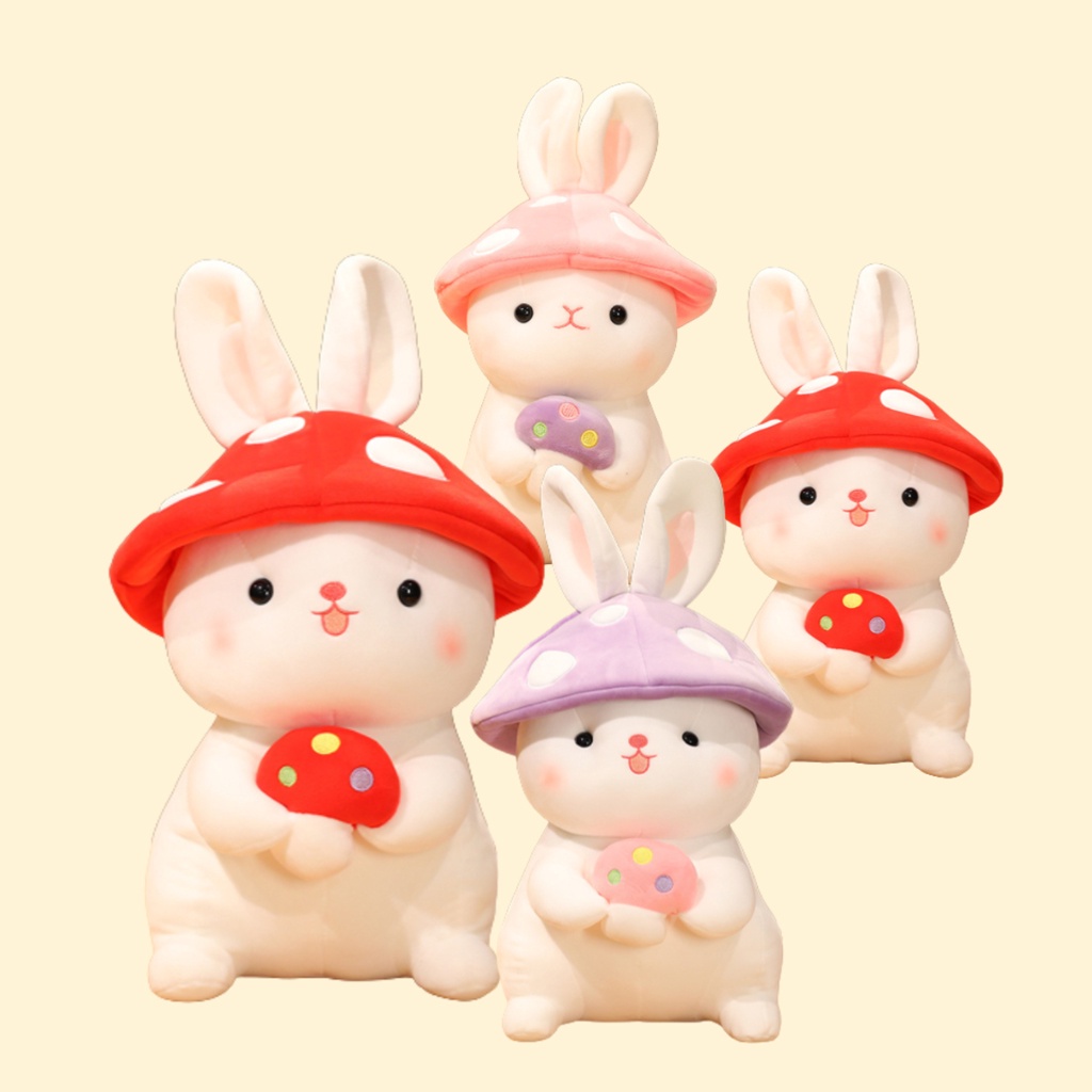 Snuggly Mushroom Bunny Stuffed Animal Cocok Untuk Anak Dan Dewasa Bulu Serat Elastis Amonia Ultra-Lembut