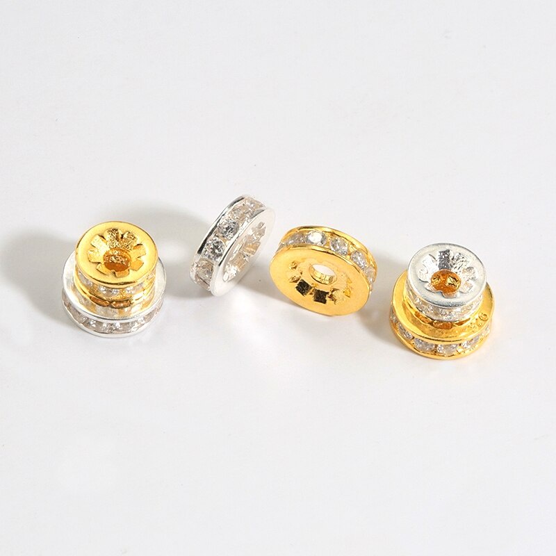 One piece 6-8MM 925s sterling silver &amp; gold filled beads Temuan Perhiasan Bulat Spacer beads jewelry beads Untuk Gelang &amp; Kalung