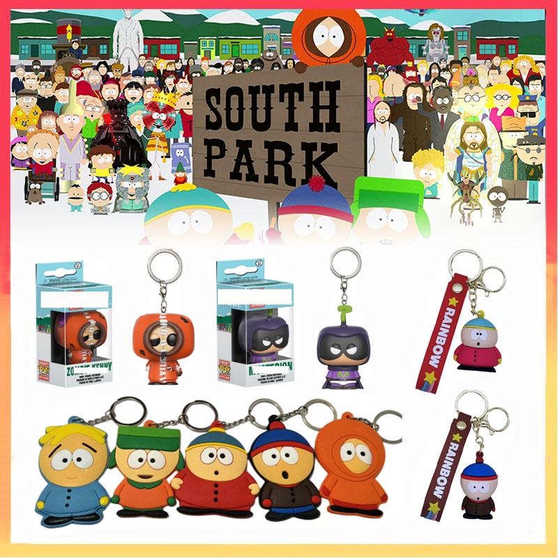 6-8 cm POP South Park Silikon Gantungan Kunci Gesper Tas Eric Kenny Kyle Stan Mobil Lucu Kartun Dekorasi Hadiah Anak