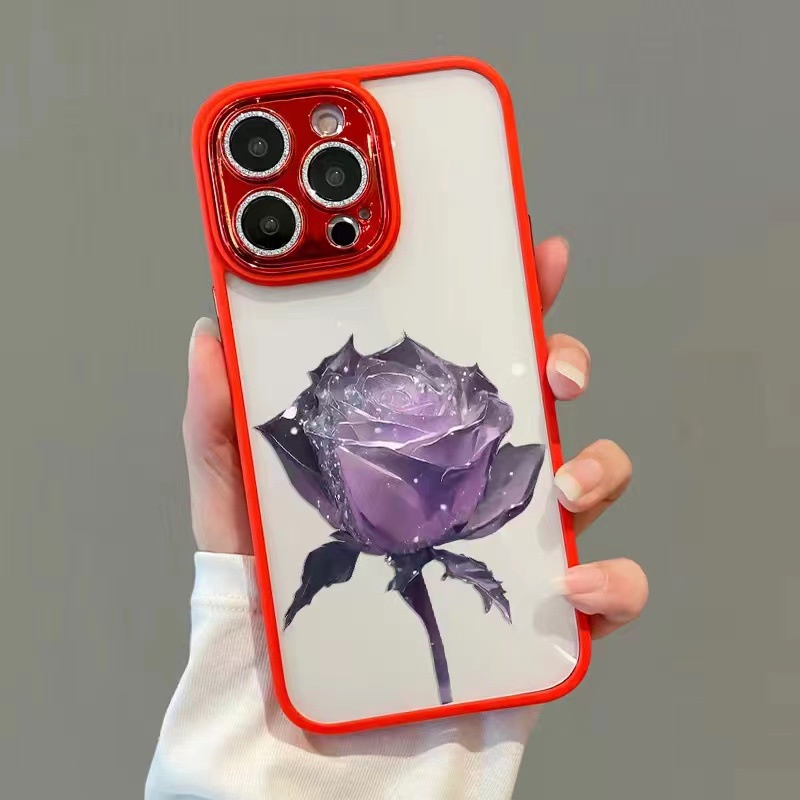 IPHONE Mawar Kristal Ajaib Untuk Casing Ponsel Iphone14 13 12 11 Promax Cangkang Ponsel Perempuan TPU All-inclusive Dengan Film Lensa