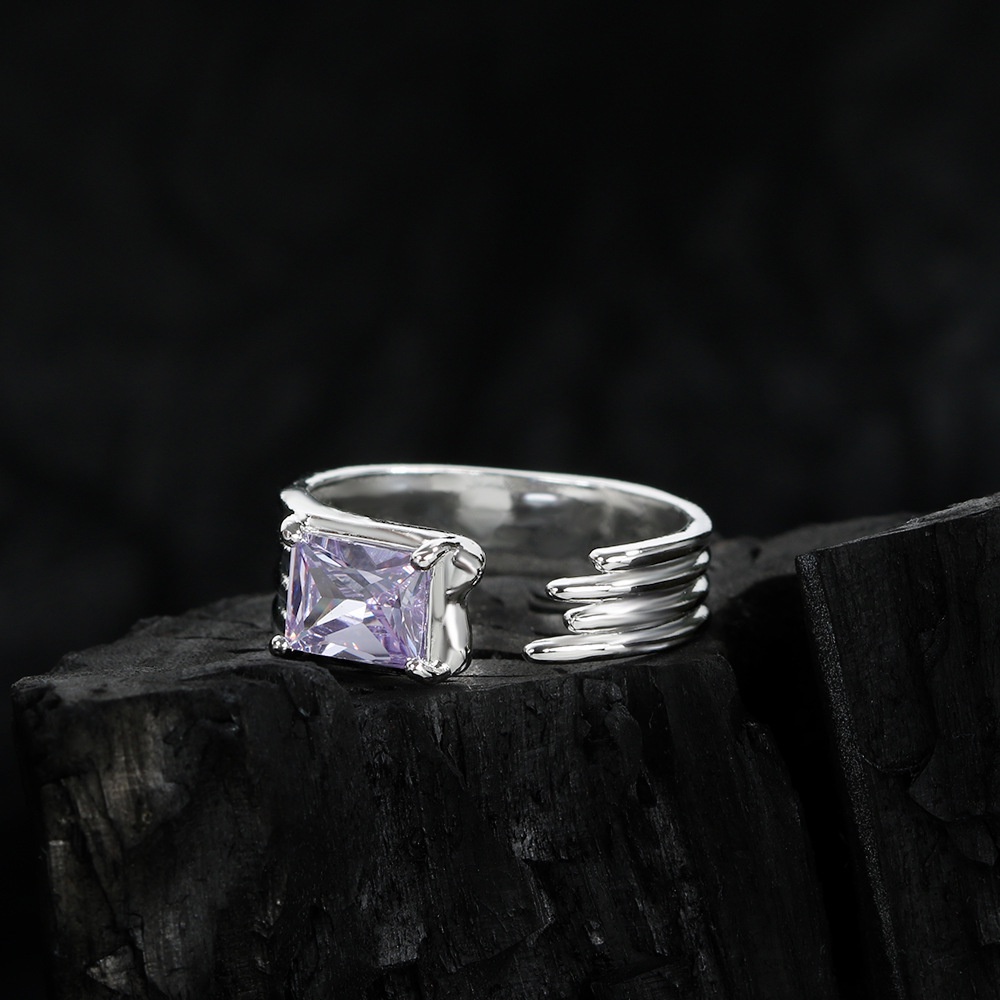 Cincin Zirkon Ungu Aksesoris Pasang Kepribadian Sederhana
