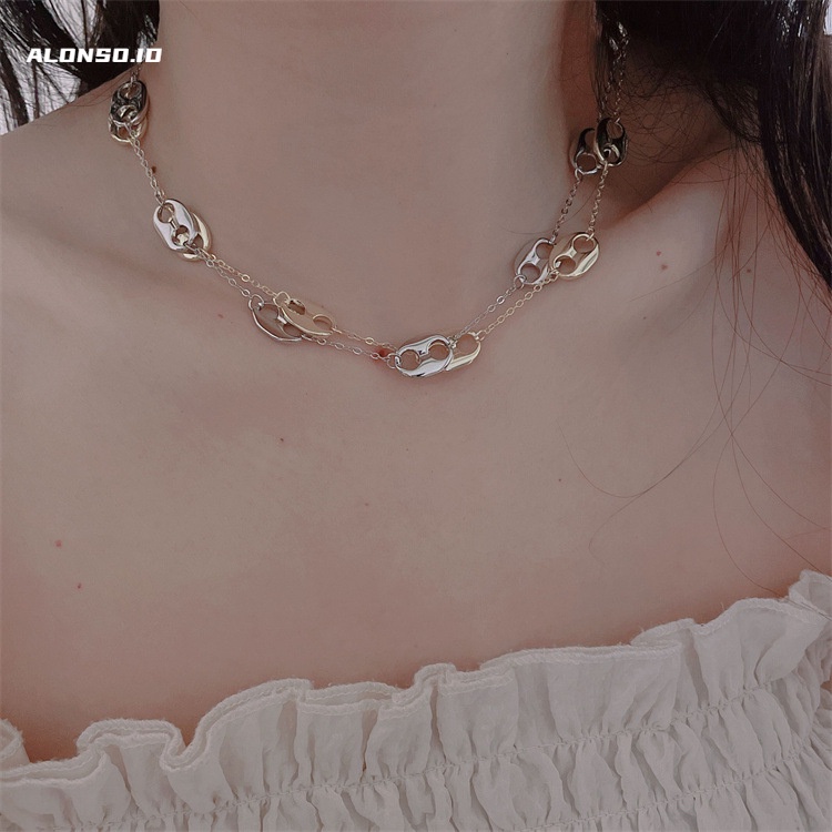 Kalung Hidung Babi Aksesoris Rantai Klavikula Kepribadian Fashion Sederhana