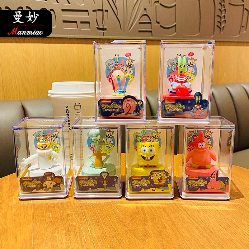 2pcs SpongeBob SquarePants Patrick Star Collectible Figurine Model Mainan Kotak Akrilik
