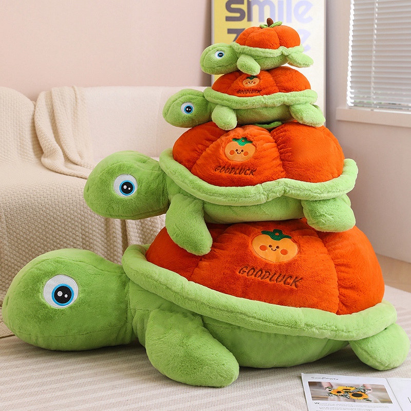 Plush Persimmon Turtle Bergaya Kartun Ideal Untuk Anak-Anak Dan Kolektor Mainan Kura