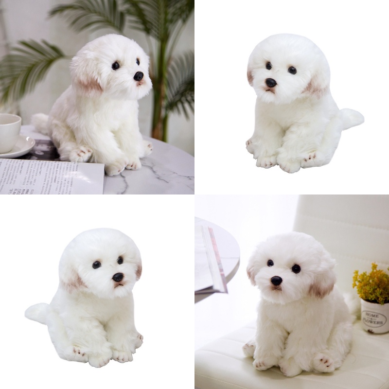 Mainan Plush Anjing Malta Putih, Boneka Binatang Berambut Panjang, Ideal Untuk Dekorasi Pembibitan, 33x24x16cm/38x26x21cm