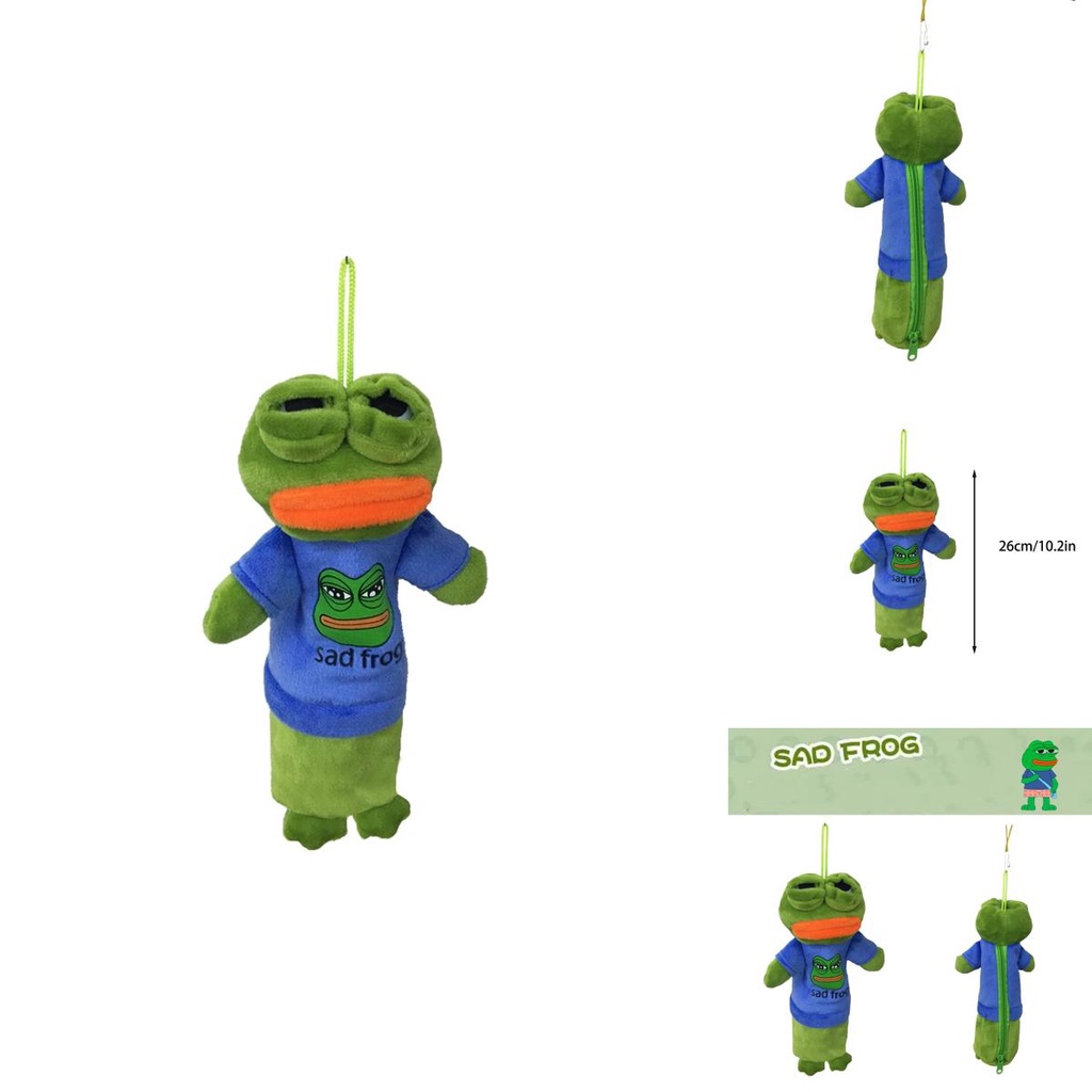 26 cm Pepe The Frog Plush Pencil Case Liontin Boneka Boneka Lembut Hadiah Anak