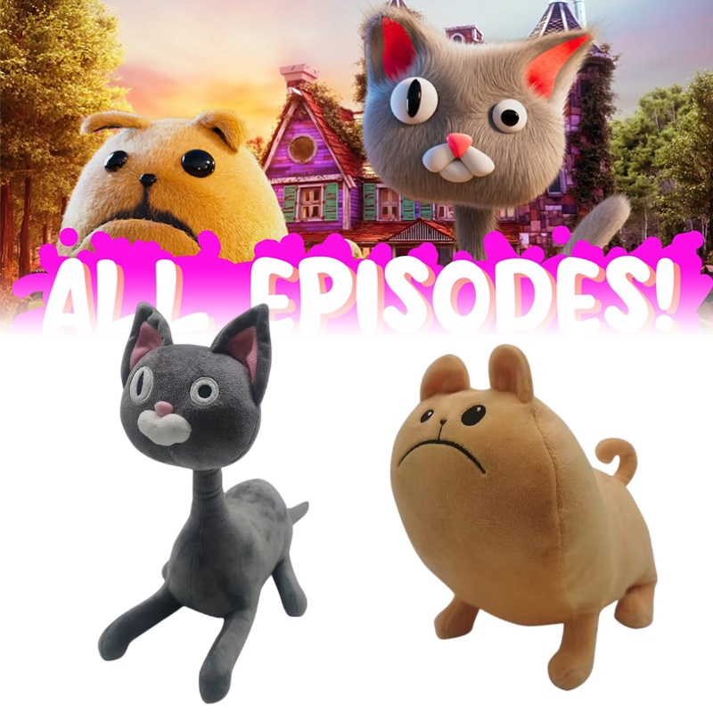 And Soft Fuzzy Noodle and Bun Stuffed Animals- Mainan Mewah Kucing Dan Anjing Anak 7-14 Untuk