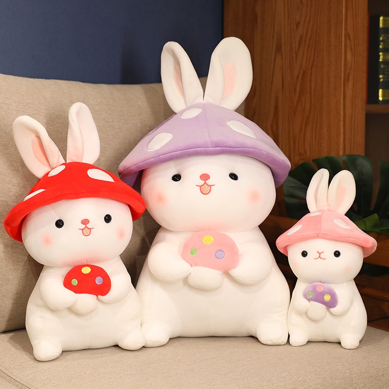 Snuggly Mushroom Bunny Stuffed Animal Cocok Untuk Anak Dan Dewasa Bulu Serat Elastis Amonia Ultra-Lembut