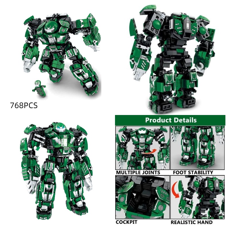 Mecha Series Avenger Hulk Building Blocks DIY Mainan Perakitan Morfing Mesin