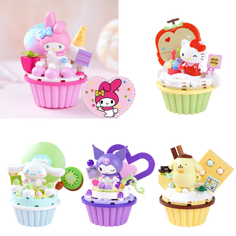 Sanrio Family Kuromi Melody Series Building Block Cake Cup Rakitan Mainan Hadiah