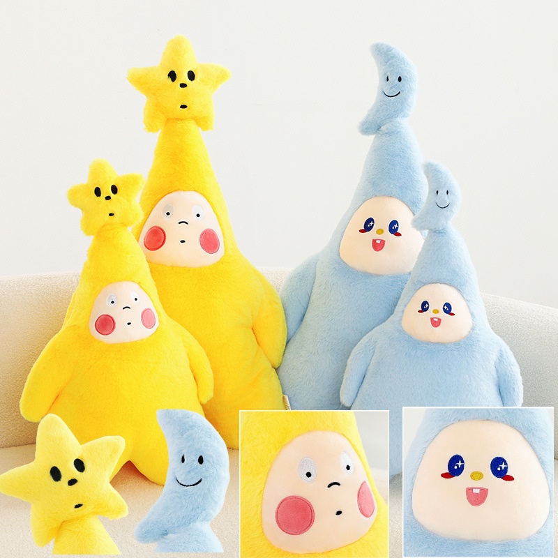 Bantal Boneka Bulan Bintang Dan Biru Kuning Untuk Dekorasi Rumah